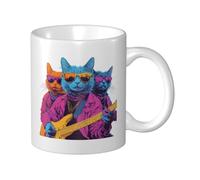 Tazza in ceramica con gatti che giocano insieme, elegante tazza da caffè Tee Drinkware tazza per acqua per casa ufficio 325 ml