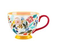 Tazza in Ceramica Con Manico, Motivi Floreali Dipinti a Mano 15 OZ, Grande per Latte, Caffè, Cappuccino, Tè, Cacao, Farina d'Avena per la Colazione (Fiore Giallo)