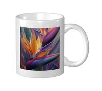 Tazza in ceramica con motivo floreale con uccello del paradiso, elegante tazza da caffè per casa e ufficio, 325 ml