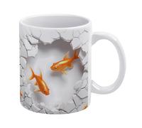 Tazza in ceramica con pesce rosso 3D, tazza da tè con foro nel muro 3D, tazza da caffè con pesce 3D, comoda da tenere in mano, regalo di compleanno per uomini, donne, mogli, mariti, figlie, amici
