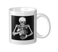 Tazza in ceramica con scheletro che stringe un globo, elegante tazza da caffè Tee Drinkware per casa e ufficio, 325 ml