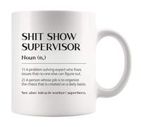 Tazza in ceramica con scritta "Shit Show Supervisor Definition", idea regalo per collega, Sarcastico, Boss Manager Leader, divertente novità (bianco, 325 ml)