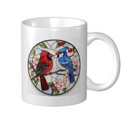 Tazza in ceramica con uccellino rosso e blu, elegante tazza da caffè Tee Drinkware tazza per acqua per casa ufficio 325 ml