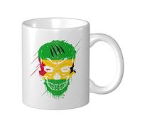 Tazza In Ceramica Creative Sao Tome And Principe Patriot Skull National Flag Latte Mug Donne Con Manico Tazza Innamorati, Per Office, Work, Merenda, 330ml