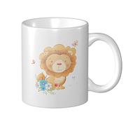 Tazza In Ceramica Cute Cartoon Lion And A Bouquet Of Flowers Latte Mug Donne Con Manico Tazza Innamorati, Per Office, Fidanziati, Compleanno, 330ml