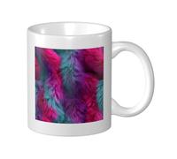 Tazza in ceramica fusion rosa fluo e foglia di tè, elegante tazza da caffè tee, tazza per acqua per casa e ufficio, 325 ml