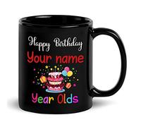 Tazza In Ceramica Happy Birthday With Cake And Black Per 330ML