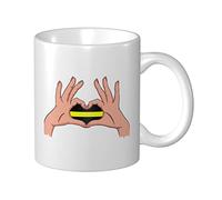 Tazza In Ceramica Holding A Heart Thin Yellow Line Flag Latte Mug Con Manico Donne Tazza Divertente, Per The, Bambini, Colazione, 330ml