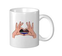 Tazza In Ceramica Holding A Heart United States Thin Line Red White Blue Flag Tazze Caffè Personalizzato Donne Tazza Innamorati, Per The, Bambini, Fidanziati, 330ml