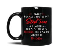 Tazza in Ceramica I Smile Because You're My Step Son Tazza Personalizzata Ceramica Mugs Antimacchia Mug per Ufficio Uomo Donna Compleanno 330Ml