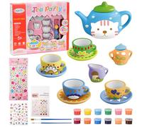 Tazza in Ceramica Kit di Pittura per Bambini, Set Lavoretti Creativi Teiera con Adesivi Diamantes, DIY Set Pittura Giocattolo Bambini, Giochi Creativi Bambina 4 5 6 7 8 9 10 Anni