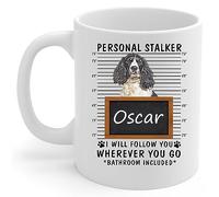 Tazza In Ceramica Loves out Personal Stalker I Will Follow You Black White English Cocker Spaniel Personalized Name Tazza Personalizzata Mug Divertente Per Natale Colazione Compleanno 330Ml