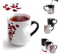 Tazza In Ceramica Magica Che Cambia Colore A Forma Di Cuore, Tazza Da Caffè Che Cambia Colore Sensibile Al Calore Con Design A Cuore Rosso Per Coppie, Tazza Da Caffè In Ceramica A Tema San (White)