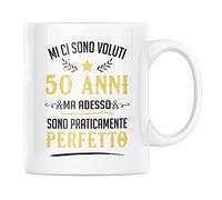 Tazza in Ceramica Mi Ci Sono Voluti 50 Anni ma Adesso Sono Perfetto Idea Regalo Originale Divertente da Uomo Festa di Compleanno Cinquantesimo per Colazione caffè (Bianco, Ceramica)