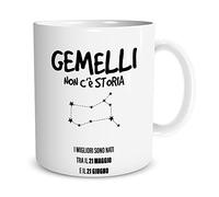 Tazza in Ceramica Mug Personalizzata con Segno Zodiacale a Scelta - Oroscopo - Zodiaco - Idea Regalo per Festa della MammaPapà - San Valentino - Compleanno - Anniversario - Natale - Ufficio (Gemelli)