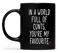 Tazza in ceramica nera con scritta "Un mondo pieno di stronzi" e slogan audace "Sei il mio preferito", tazza da caffè con stampa su entrambi i lati, tazza da tè in ceramica per mamma, papà e amico, 11