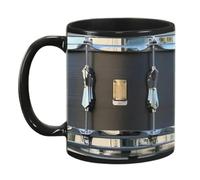 Tazza in ceramica nera vintage con batteria divertente da 325 ml, regalo per batteristi, musica rock per donne e uomini
