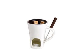 Tazza in ceramica per fonduta di cioccolato, con forchetta e portacandele, set per fonduta per sciogliere formaggio o burro, perfetta per dessert, snack e intrattenimento domestico (C)