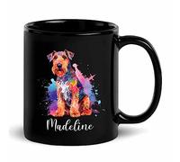 Tazza In Ceramica Personalized Airedale Terrier Dog Black Per 330ML