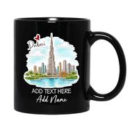 Tazza In Ceramica Personalized Burj Khalifa Dubai Black Per 330ML