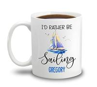Tazza In Ceramica Personalized I'D Rather Be Sailing White Per 330ML