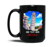 Tazza In Ceramica Personalized Leaning Tower Of Pisa Black Per 330ML