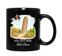 Tazza In Ceramica Personalized Leaning Tower Of Pisa Black Per 330ML