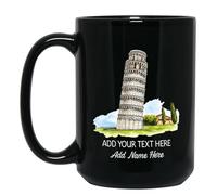 Tazza In Ceramica Personalized Leaning Tower Of Pisa Black Per 330ML