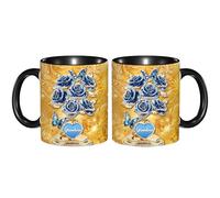 Tazza in ceramica personalizzata con design con rose blu per nipoti, tazza da caffè e tè, 325 ml, regalo premuroso per nonna Gigi Mimi Nana per il Ringraziamento compleanni o qualsiasi occasione