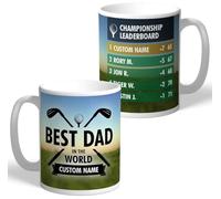 Tazza in ceramica personalizzata con scritta "Best Dad in the World", 325 ml, per appassionati di golf, regalo di Natale o compleanno