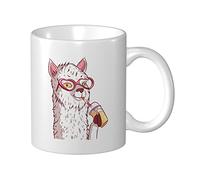 Tazza In Ceramica Stylish Alpacas Holding Plastic Cups Of Cold Drinks Tazze Caffè Con Manico Uomini Tazza Divertente, Per Work, Colazione, Bambini, 330ml