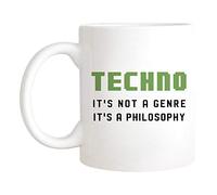 Tazza in Ceramica Techno Disc Techno Music Not Genre Tazza Mug Perfetto Tazza da Caffe Multi-Colour Tazza Regalo per Ufficio Collega Ogni Occasione 330ML