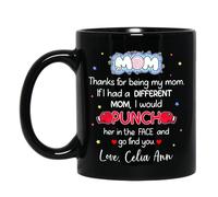 Tazza In Ceramica Thank You For Being My Mom Black Per 330ML