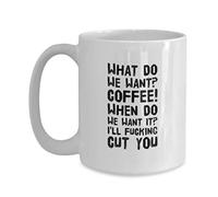 Tazza in Ceramica Vulgar What Do We Want When Do We Want It Tazza in Porcellana Perfetto Mug Standard Coffee Mug per Collega Ogni Occasione Ufficio 330ML