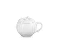 Tazza in gres Le Creuset con coperchio a forma di zucca, 14 once, bianca