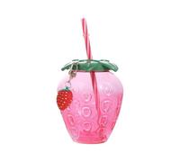Tazza in plastica con fragola, tazza per latte, tè, succo, bevanda, cannuccia, tazza di plastica ispessita, tazza da caffè (fragola)