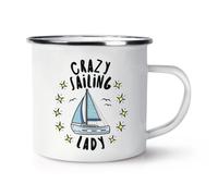 Tazza In Smalto Retro Per Donne Pazze Di Vela - Barche Divertenti