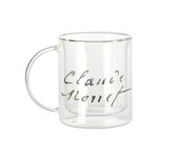 Tazza in vetro a doppia parete, Claude Monet Signature Artiste famoso pittore francese impressionismo natura paesaggio - Tazza da caffè e The Isotherme 330 ml, effetto sospeso anti-bruciore, stampa in