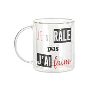 Tazza in vetro a doppia parete, motivo: Je Ne Rale Pas Humour Drole, tazza da caffè e The isoterme, 330 ml, effetto sospeso anti-bruciore, stampa in Francia