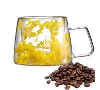 Tazza in vetro a doppia parete - Tazza da caffè con fiori a strati | Fiori di tazza da caffè in vetro a doppio strato | Tazza da caffè con fiori da 200 ml di capacità | Tazza di fiori decorativa e