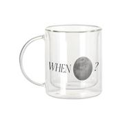 Tazza in vetro a doppia parete - When to the Moon? Crypto Currency Trading Blockchain Finance Business Bitcoin Humour Meme - Tazza da caffè e The Isotherme 330 ml effetto appeso anti-scottatura stampa