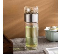 Tazza in vetro con isolamento termico a doppio strato e separatore per tè, disponibile in diverse grandi capacità per bere comodamente il tè (argento, 450 ml)