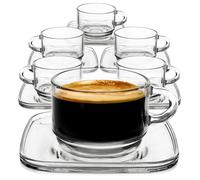Tazza in vetro con piattino da 250 ml, 6 pezzi.
