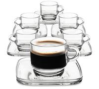 Tazza in vetro con piattino da 75 ml, 6 pezzi.