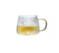 Tazza in vetro rosa da 350 ml/400 ml con manico, for la colazione, for succhi, caffè, tazza trasparente, carina, tazza da tè, latte, calici in vetro(Pineapple)