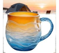 Tazza in vetro soffiato a mano, 350 ml, design oceano unico, tazza artigianale blu artigianale per caffè, tè, cocktail, regalo perfetto a tema spiaggia per gli amanti dell'oceano