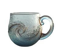 Tazza in vetro soffiato a mano, 350 ml, tazza in vetro soffiato a mano, design unico a tema spiaggia per tè e vino, regalo ispirato al mare per gli amanti dell'oceano