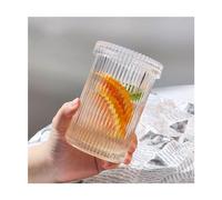 Tazza in vetro trasparente a strisce verticali da 390 ml con coperchio, bicchieri per bere, tazze per il latte, tazze per succhi, bicchieri da caffè, boccale di birra