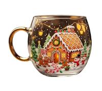 Tazza in vetros dipinta natalizia | Tazze in vetros dipinte natalizie, divertenti bicchieri festivi, divertente tazza da caffè e tè da 10 once per la casa delle feste, regalo di Natale o regalo Natal