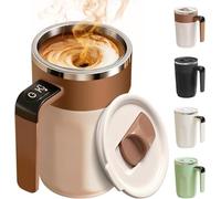 Tazza Intelligente con Mescolatura Automatica e Display della Temperatura in Tempo Reale, Tazza da Caffè Termica da Viaggio da 13.5oz, Ricaricabile USB-C, Miscelatore Portatile per Caffè (Marrone)